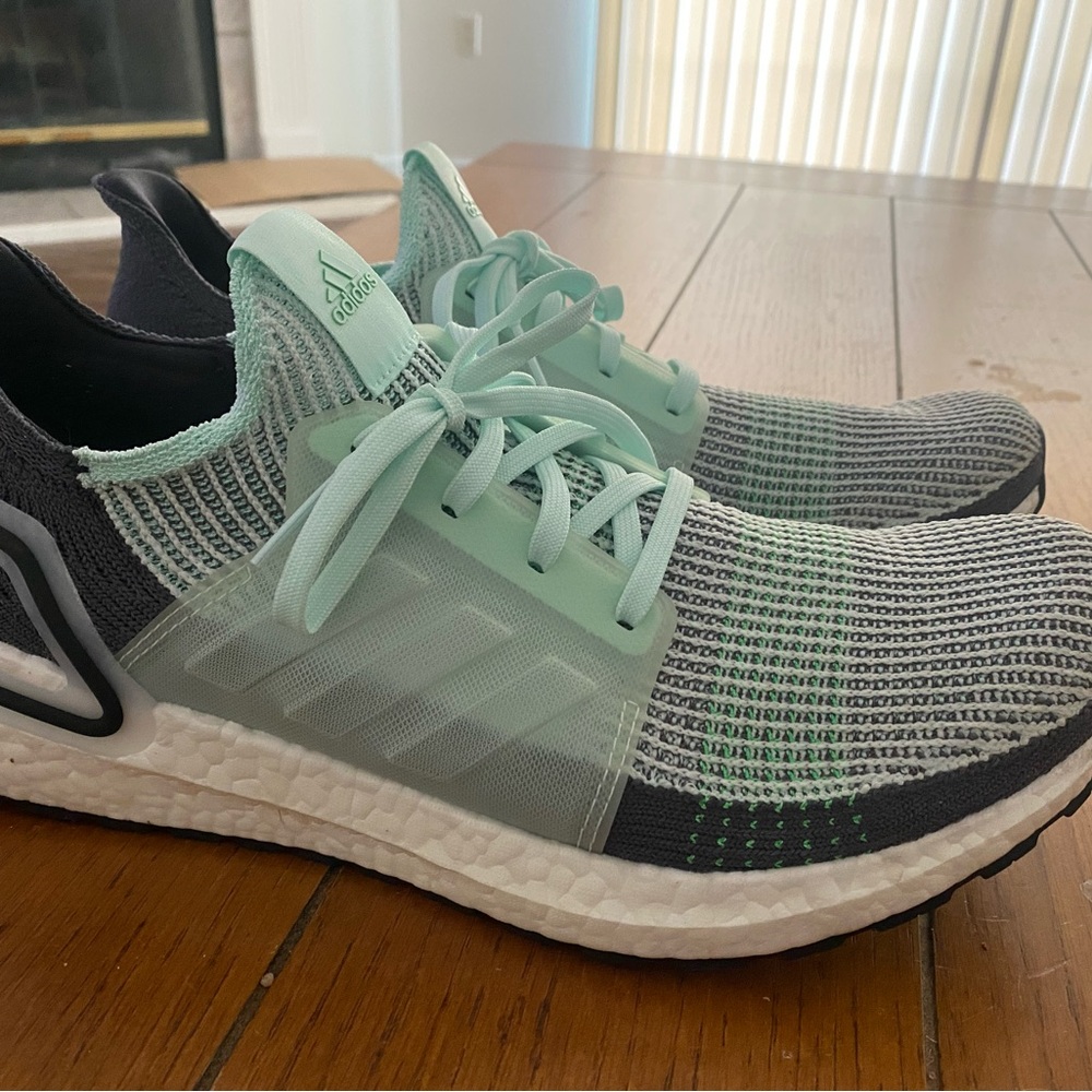 Adidas Light Green and Gray Running Shoes